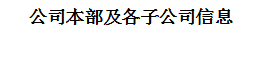 公司本部及各子公司信息